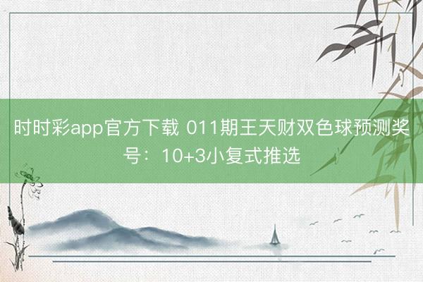 时时彩app官方下载 011期王天财双色球预测奖号:10+3小复式推选