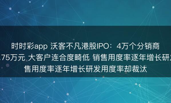 时时彩app 沃客不凡港股IPO：4万个分销商年均销售额仅1.75万元 大客户连合度畸低 销售用度率逐年增长研发用度率却裁汰