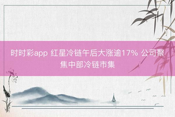 时时彩app 红星冷链午后大涨逾17% 公司聚焦中部冷链市集