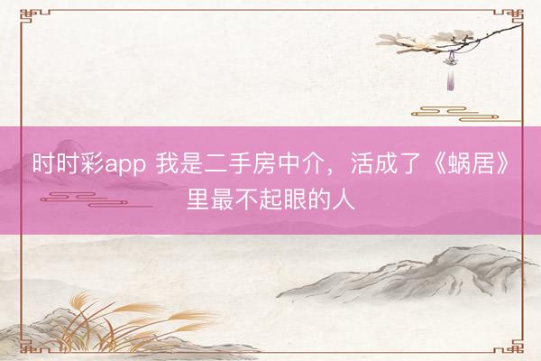 时时彩app 我是二手房中介,活成了《蜗居》里最不起眼的人
