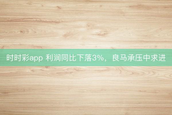时时彩app 利润同比下落3%,良马承压中求进