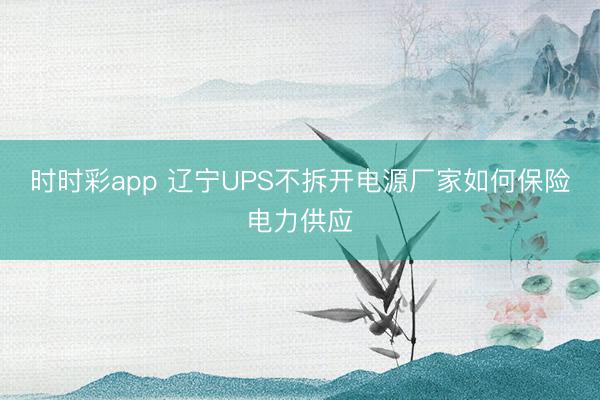 时时彩app 辽宁UPS不拆开电源厂家如何保险电力供应