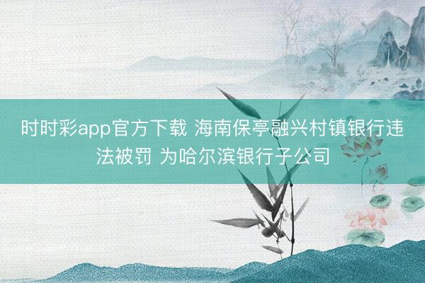时时彩app官方下载 海南保亭融兴村镇银行违法被罚 为哈尔滨银行子公司