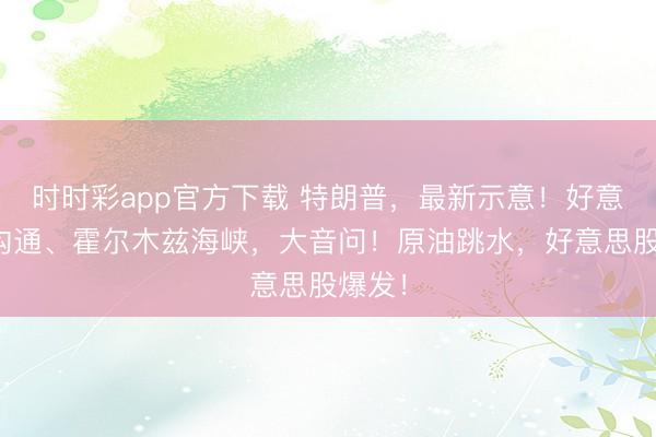时时彩app官方下载 特朗普，最新示意！好意思伊沟通、霍尔木兹海峡，大音问！原油跳水，好意思股爆发！