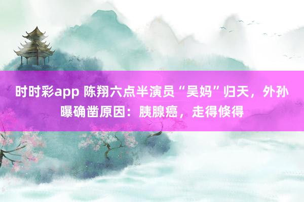 时时彩app 陈翔六点半演员“吴妈”归天，外孙曝确凿原因：胰腺癌，走得倏得