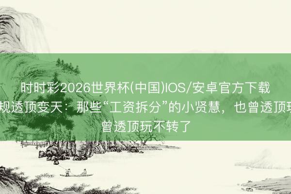 时时彩2026世界杯(中国)IOS/安卓官方下载 社保合规透顶变天:那些“工资拆分”的小贤慧,也曾透顶玩不转了