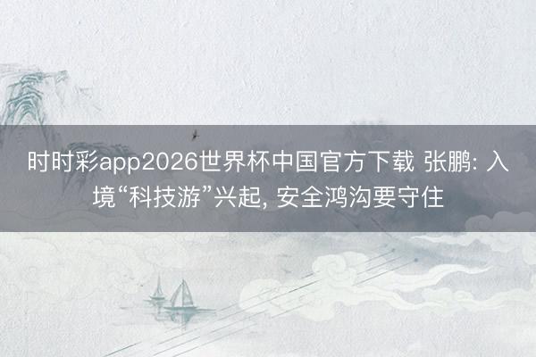 时时彩app2026世界杯中国官方下载 张鹏: 入境“科技游”兴起, 安全鸿沟要守住